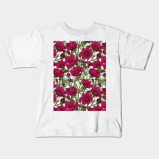 Red Cosmos flowers Kids T-Shirt by katerinamk